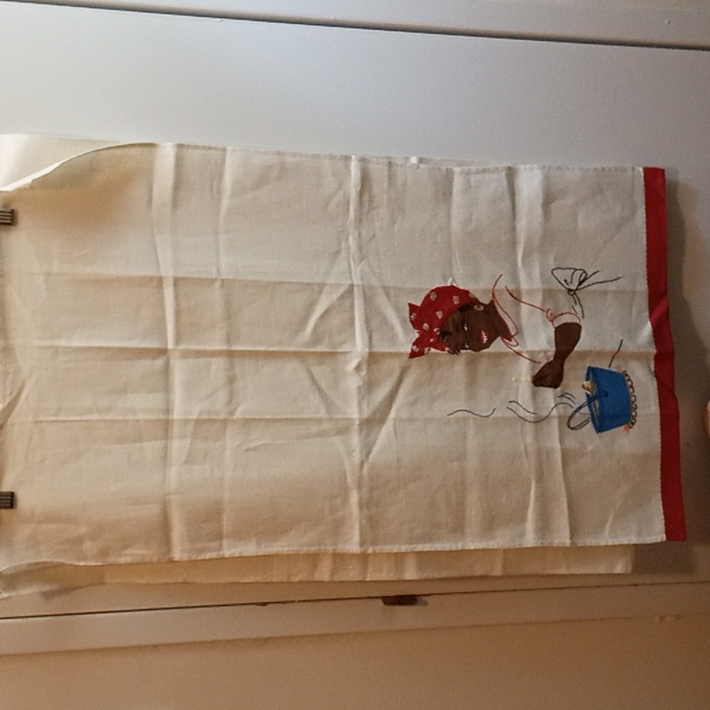 Pair Linen Tea Towels Cooking For The Family And One Plain